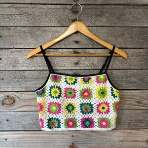 Last Chance! Wild Fable Crochet Floral Granny Squares Hippie Crop Top - Size S